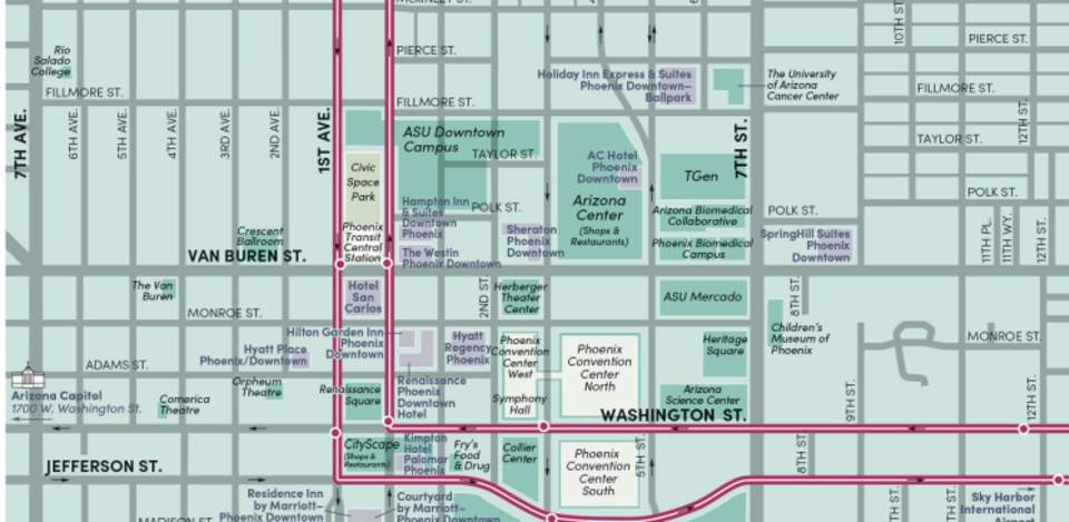 dtwn phx map 8 Of The Tallest Buildings In Phoenix